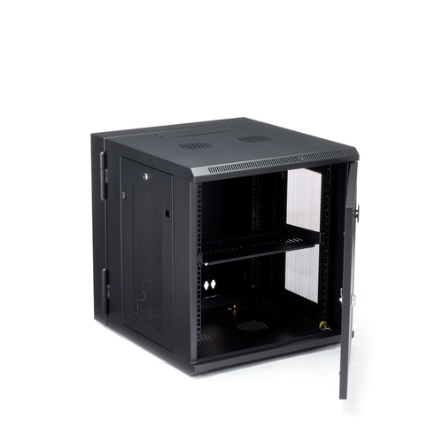 StarTech.com 4-Post 12U Wall Mount Network Cabinet, 19" Hinged Wall-Mounted Server Rack for IT Equipment, Flexible Lockabl