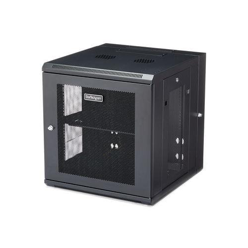 StarTech.com 4-Post 12U Wall Mount Network Cabinet, 19" Hinged Wall-Mounted Server Rack for IT Equipment, Flexible Lockabl