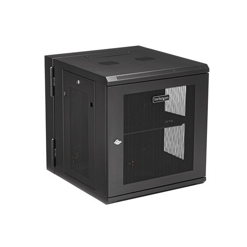 StarTech.com 4-Post 12U Wall Mount Network Cabinet, 19" Hinged Wall-Mounted Server Rack for IT Equipment, Flexible Lockabl