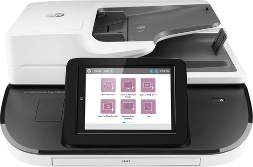 HP Flow 8500 fn2. Optical scanning resolution: 600 x 600 DPI. Scanner type: Flatbed & ADF scanner. Scan file formats: CSV,