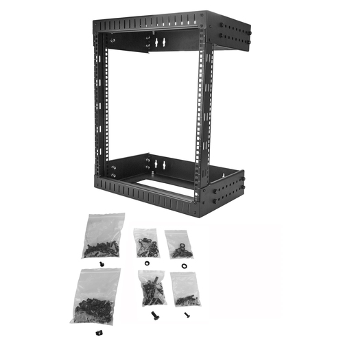 StarTech.com Wall Mount Server Rack - 12U Rack - 30cm- 50cm Adjustable Depth - Open Frame - Network Rack - Computer Rack -