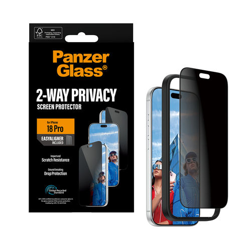 PanzerGlass ® 2-Way Privacy Screen Protector iPhone 18 Pro | Ultra-Wide Fit w. EasyAligner. Kompatibilität: Apple - iPhone