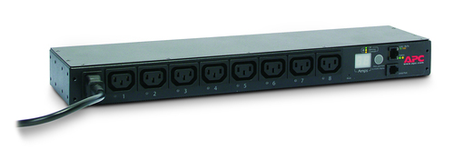 APC NetShelter Switched Rack PDU, 1U, 1PH, 2.3kW 230V 10A or 2.5kW 208V 12A, 8 C13 outlets, C14 cord. PDU types: Metered, 