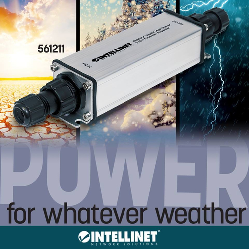 Intellinet Outdoor Gigabit High-Power PoE+ Extender Repeater, IEEE 802.3at/af Power over Ethernet (PoE+/PoE), Extends Rang