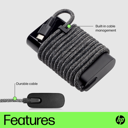 HP USB-C 65W Laptop Charger. Purpose: Laptop, Power supply type: Indoor, Input voltage: 90 V. Product colour: Black. Compl