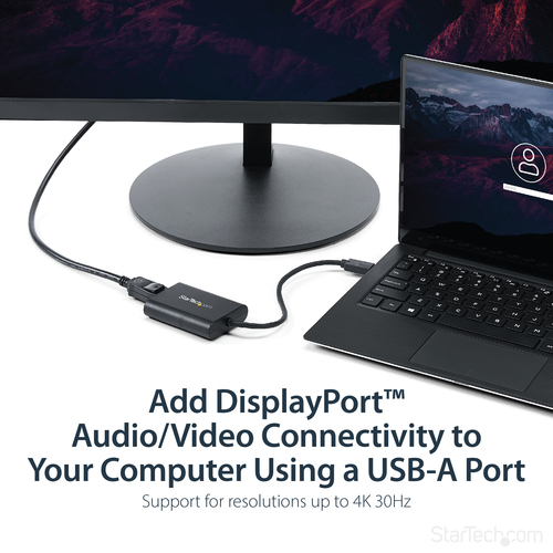 StarTech.com USB to DisplayPort Adapter - USB to DP 4K Video Adapter - USB 3.0 - 4K 30Hz - 1 x 9-pin Type A USB 3.0 USB Ma