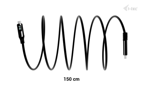 i-tec Thunderbolt 4/USB4 Class Pro Cable 240W with LCD (40 Gbps, 150 cm). Anschluss 1: Männlich, Anschluss 2: Männlich, Ka
