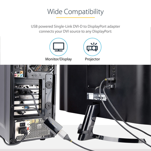 StarTech.com DVI to DisplayPort Adapter with USB Power - DVI-D to DP Video Adapter - DVI to DisplayPort Converter - 1920 x