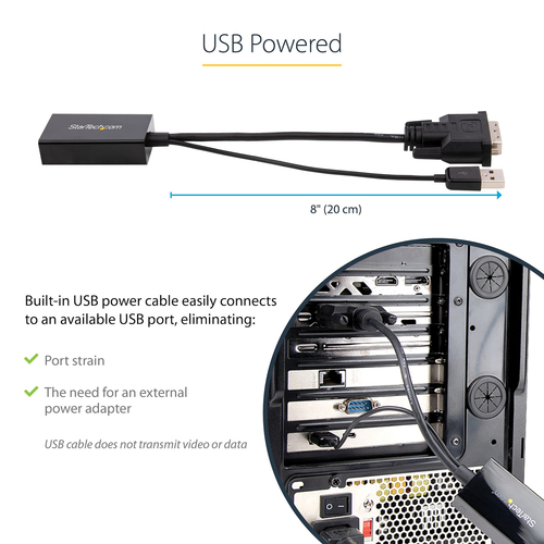 StarTech.com DVI to DisplayPort Adapter with USB Power - DVI-D to DP Video Adapter - DVI to DisplayPort Converter - 1920 x
