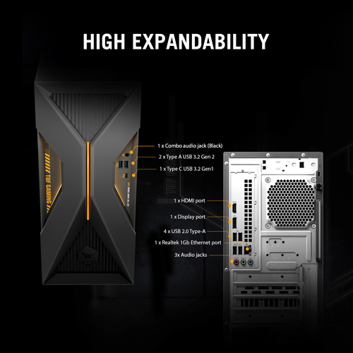 ASUS TUF Gaming T500 T500MV-07240H269W. Processor family: Intel Core 7, Processor model: 240H. Internal memory: 16 GB, Int