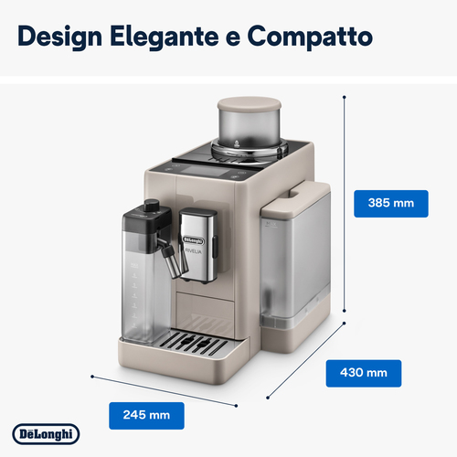 De?Longhi Rivelia - Macchina Automatica per Caffè in Chicchi, 16 bevande one-touch, Display touch Beige (EXAM440.55.BG). T