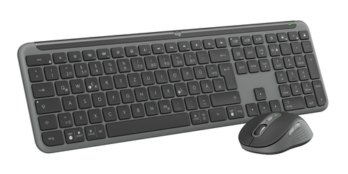 Logitech Signature Slim MK950 Tastatur & Maus - Deutsch - Tastatur, Kabellos, Bluetooth, 5.1 USB Typ-A, Schere, Graphit - 