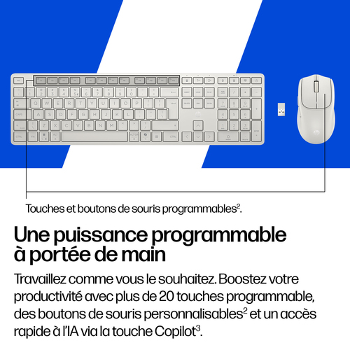 Clavier et souris HP 495C - AZERTY - Français - USB Type A Piston plongeur Sans fil Bluetooth/RF 2,40 GHz Clavier - Couleu