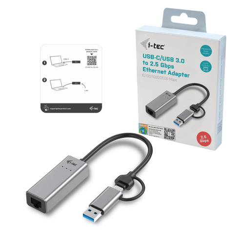 i-tec 2.5Gigabit Ethernet Adapter for Computer, Notebook, Tablet - 2.5GBase-T - Portable - USB 3.1 Type C - 1 Port(s) - 1 