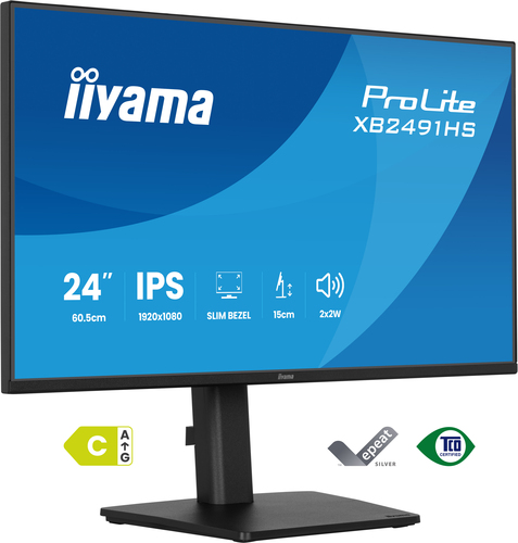 iiyama ProLite XB2491HS-B1 24 Zoll Klasse Full HD LED-Monitor - 16:9 Format - Mattschwarz - 60,5 cm (23,8 Zoll) Viewable -