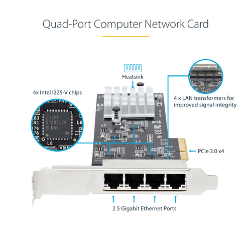 StarTech.com 2.5Gigabit Ethernet Adapter for Server - 2.5GBase-T - Plug-in Card - PCI Express 2.0 x4 - Low Profile Bracket