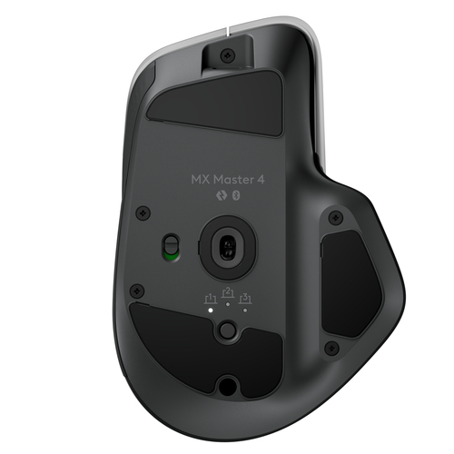 Logitech MX Master 4 Mouse - Bluetooth/Radio Frequency - USB Type C, USB Type A - Darkfield - 8 Button(s) - Graphite - Wir