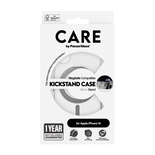 CARE Case for Apple iPhone 16 Smartphone - Transparent, Silver - Drop Resistant, Yellowing Resistant, Scratch Resistant, S