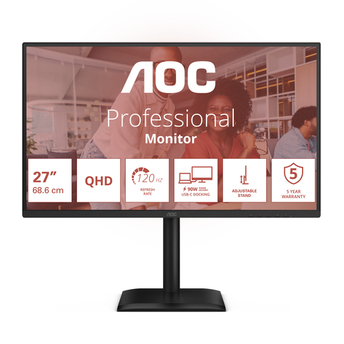AOC E4 Q27E4CV. Display diagonal: 68.6 cm (27"), Display resolution: 2560 x 1440 pixels, HD type: Quad HD, Display technol