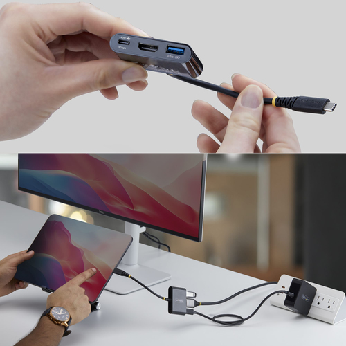 StarTech USB-C to HDMI Multiport Adapter with 140W PD Charging, 4K 60Hz HDMI, USB 5Gbps Hub, Mini Dock - Convert a single 