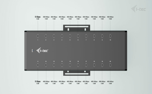 i-tec USB Hub - USB 3.2 (Gen 1) Type C - 640 MB/s, 60 MB/s - Desktop - Desktop - 20 Total USB Port(s) - PC