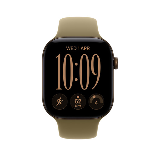 Apple Watch Series 12 GPS + Cellular 46mm Dark Bronze Aluminium Case with Olive Sport Band - M/L. Display technology: OLED