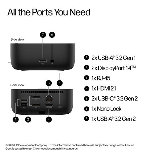 Station d'accueil HP G6 USB Type C pour Ordinateur de bureau, Notebook - Capacité de chargement - 120 W Alimentation - Jet