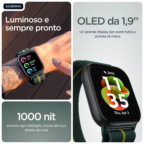 Motorola moto watch fit. Dimensioni diagonale schermo: 4,83 cm (1.9"), Tecnologia display: OLED, Touch screen. GPS (satell