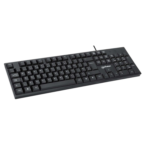Manhattan Keyboard UK USB Wired, Standard Qwerty layout, Black, Full Size Keys, Cable 1.5m, USB-A connection, Plug and Pla