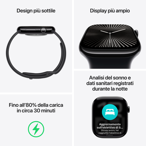 Apple Watch Series 10 Serie 10 GPS 46mm Cassa in Alluminio Color Argento con Denim Sport Band - M/L. Tecnologia display: O