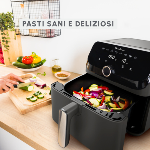 Friggitrice ad aria Moulinex EZ855HF0 - Elettrico - 2020 W - 7,50 L Olio/ - 2 kg Cibo - Nero, Charcoal, Grigio