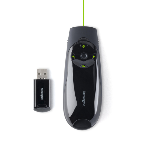 Kensington Presenter Expert Presentation Pointer - Radio Frequency - USB - Laser - 4 Button(s) - Black - Wireless - 50 m -