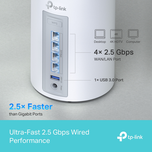 Routeur sans fil TP-Link Deco - Wi-Fi 7 - IEEE 802.11be - Triples Bandes - 2,40 GHz Bande ISM - 5 GHz Bande UNII - 4 x Ant