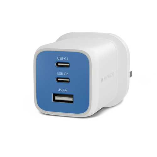 Hyper HyperJuice 65 W AC Adapter - Universal Adapter - For iPhone, iPad Air - Blue