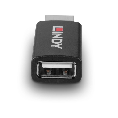 LINDY Datentransferadapter - Anschluss 1: USB A, Stecker - Nickel Anschluss - Golden Kontakt - Schwarz