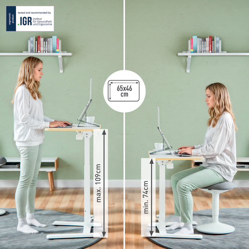 Leitz Ergo Small Foldable Sit Standing Desk. Product colour: White, Maximum weight capacity: 20 kg, Height adjustment rang