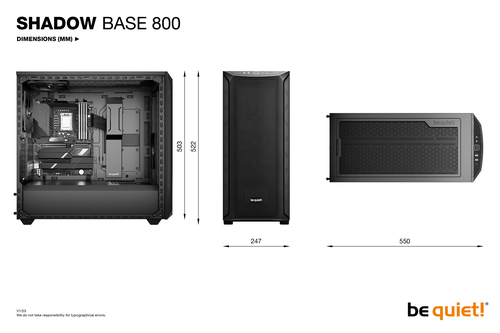 be quiet! Shadow Base 800 Shadow Base 800 Computergehäuse - EATX, ATX, Micro ATX, Mini ITX Motherboard Supported - Geflech