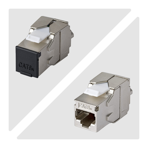 StarTech.com Jack Keystone Cat6a Blindé, Lot de 10 Prises Ethernet RJ45 Keystone, Prise Murale STP Cat6a, 180 Degrés Sans 
