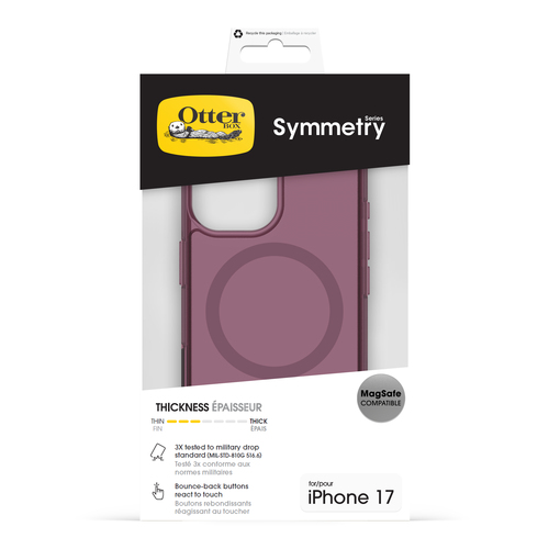 OtterBox Symmetry Clear MagSafe. Tipo de mala: Capa, Compatibilidade da marca: Apple, Compatibilidade: iPhone 17, Tamanho 