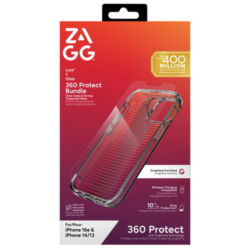 ZAGG Luxe Hülle für Apple iPhone 16e, iPhone 15, iPhone 14, iPhone 13 Smartphone - Durchsichtig - Sturzsicher - Graphen - 