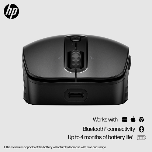 HP 695 Maus - Bluetooth - 7 Taste(n) - 6 Programmable Button(s) - Schwarz - Kabellos - wiederaufladbar - 4000 dpi Auflösun