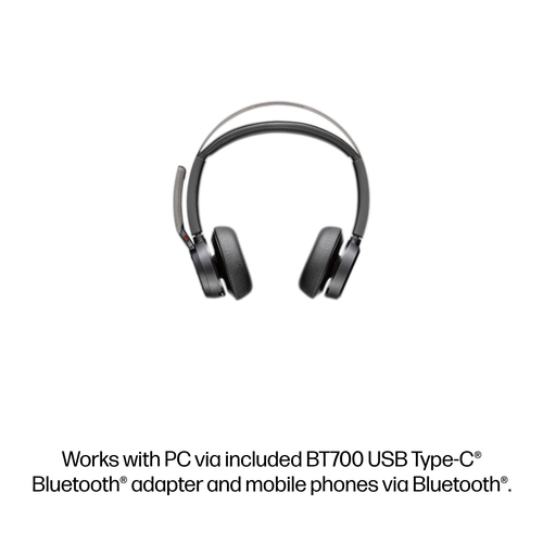Poly Voyager Focus 2-M Kabel/Kabellos Auf den Ohren, Kopfbügel Stereo Headset - Schwarz - Siri, Google Assistant - Binaura