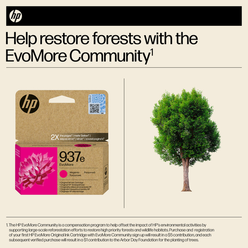HP 937e EvoMore Magenta Original Ink Cartridge. Cartridge capacity: High (XL) Yield, Supply type: Single pack, Colour ink 