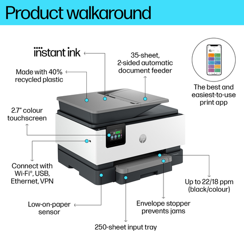 HP Officejet Pro 9120E Inkjet Multifunction Printer - Copier/Fax/Printer/Scanner - For Plain Paper Print