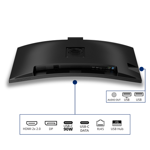 Philips 34B2U3600CH 34 Zoll Klasse Webcam UWQHD Gekrümmter Bildschirm LED-Monitor - 21:9 Format - Schwarz - 86,4 cm (34 Zo