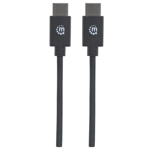 Manhattan USB-C to USB-C Cable, 1m, Male to Male, 480 Mbps (USB 2.0), 3A (fast charging), Hi-Speed USB, Black, Lifetime Wa