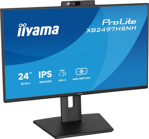 iiyama ProLite XB2497HSNH-B1 24 Zoll Klasse Webcam Full HD LED-Monitor - 16:9 Format - Mattschwarz - 60,5 cm (23,8 Zoll) V