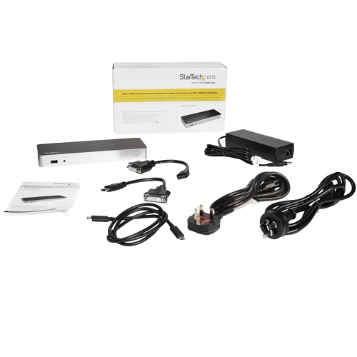 StarTech.com Dual Monitor USB C Docking Station w/ 60W Power Delivery - USB 3.1 Gen 1 Type C to HDMI or DVI - 5x USB - Win