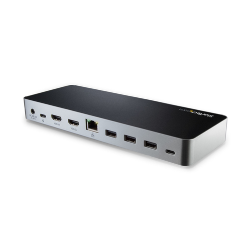StarTech.com Dual Monitor USB C Docking Station w/ 60W Power Delivery - USB 3.1 Gen 1 Type C to HDMI or DVI - 5x USB - Win