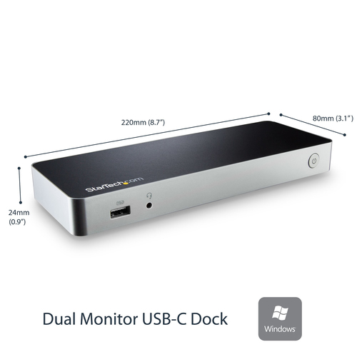 StarTech.com Dual Monitor USB C Docking Station w/ 60W Power Delivery - USB 3.1 Gen 1 Type C to HDMI or DVI - 5x USB - Win